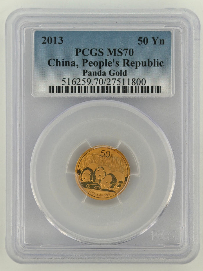 2013 China 50 Yuan 1/10 oz Gold Panda PCGS MS70